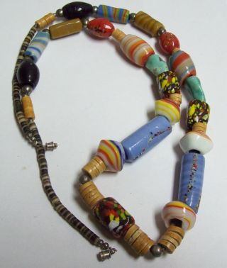 Chunky Mixed Tribal Trade Bead & Heishi Shell Necklace