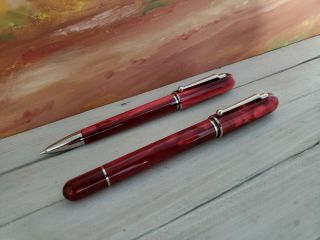 Dunhill Sidecar Red 18k Nib Fountain Pen & Mechanical Pencil Set,