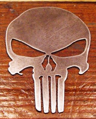Metal Punisher Skull Real Metal Art 8 " High