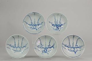 Antique Chinese 16/17 C Ming Dynasty Set Of Tea Bowls China Porcelain Blue