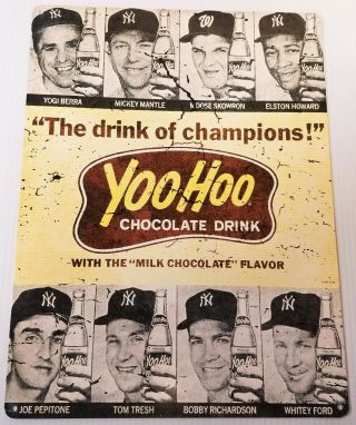 Yoohoo Chocolate Drink Soda Pop Mlb Baseball Players Heavy Duty Metal Adv Sign