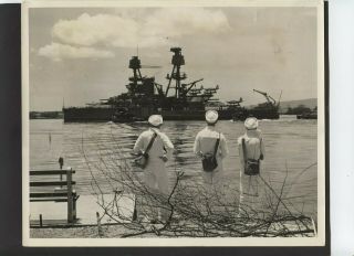 Us Navy Photograph Of The Battleship Uss Nevada Post Pearl Harbor Ww2