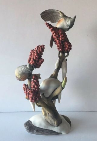 Rare Boehm Limited Edition Tufted Titmice Birds On Branches Berries Figurine 482