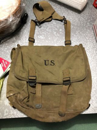 Vintage Ww2 Us Army Musette Bag 1940 Date