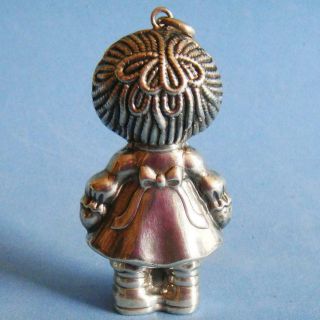 Vintage Sterling SILVER Figural Raggedy Ann Rag Doll Tree Ornament Pendant 2