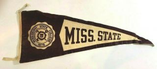 Mississippi State College Vintage Felt Banner Pennant 28.  5 " Long