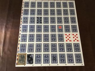 Us Playing Card Bicycle Uncut Sheet Of Gaff Playing Cards