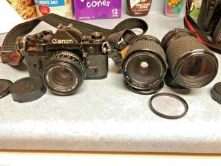 Vintage Canon A1,  A - 1 35mm Film Camera,  3 Lenses,  Instructions,  Japan