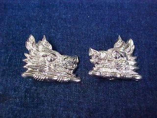 Orig Ww2 Matching Collar Badges The Lorne Scots " White Metal "