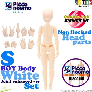 Azone 1/12 Picco Neemo Danshi S Boy Body White Joint Enhanced Flocked Head Parts
