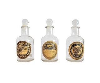 Vintage Glass Pharmacy Bottles - Set Of 3