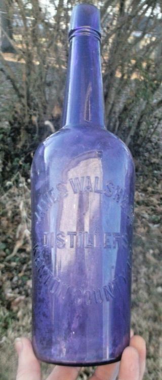 Purple Colored Quart Whiskey James Walsh Kenton County,  Ky 1890 