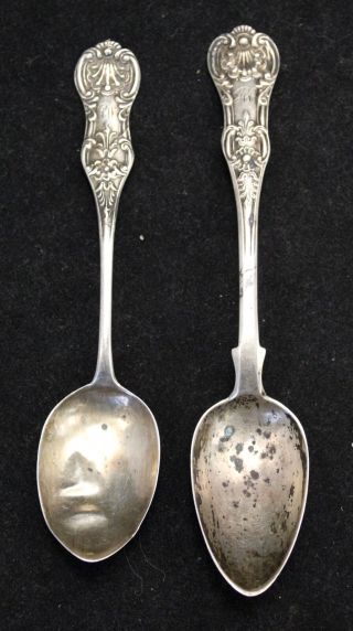 2x Antique Silver Hallmarked Monogrammed Tea Spoons - Glasgow 1845 - 1856 - H67