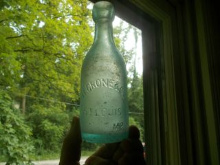 St.  Louis H.  Grone & Co 1860s Long Neck Squat Soda Bottle L&w Glasshouse Mark