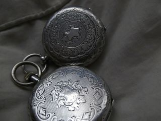 2 no.  Antique solid silver lady ' s pocket watches 2