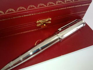 Cartier Santos - Dumont De Cartier Metal Ballpoint Pen Pre - Owned 100 Authentic