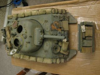 Pro Built Detailed 1/16 Scale Tamiya M4 105 Mm Sandbag Sherman Upper Hull Turret