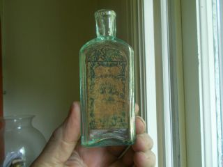 1860s Crude Whittled Civil War Era Hair Oil Labeled Bottle With Crude Rolled Lip
