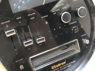 Vintage Weltron Model 2001 Space Ball Am/Fm Radio & 8 Track Player Read 3