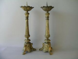 Antique Altar Brass Candlesticks Catholic Church