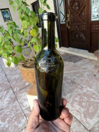 Seal Black Glass Bottle Geo.  M.  Dunlop Huile D’olive Xtra Superfine Philadelphia