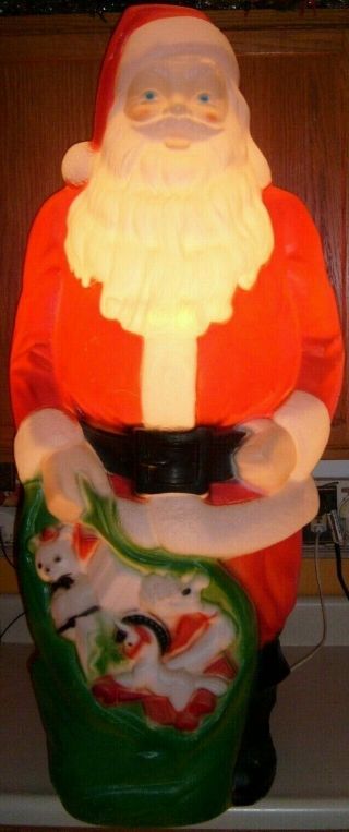 Vintage Empire 45” Christmas Santa Claus With Toy Sack Lighted Blow Mold Yard