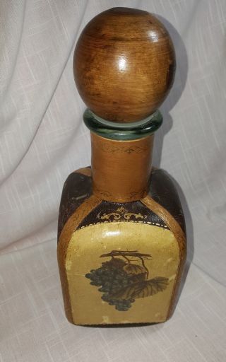 Vintage Leather Wrapped Decanter Made In Florence Italy By Fausto Corduri