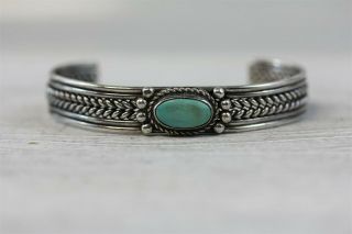 Vintage Southwestern Native Sterling Silver 925 Cuff Bracelet Wire Bal Turquoise