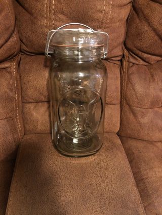 Large 1 Gallon Ball Ideal Eagle Mason Canning Jar Glass With Lid Wire Insulator