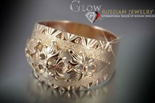Vrns107rp Russian Soviet Silver Rose Gold Plated Huge Ring