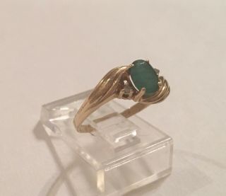 Vintage 10K Yellow Gold Natural 1/2 Carat Emerald & Diamond Ring 3