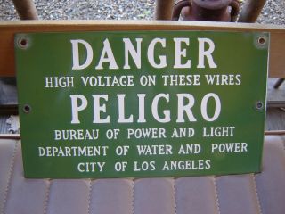 Porcelain Danger High Voltage Sign Los Angeles