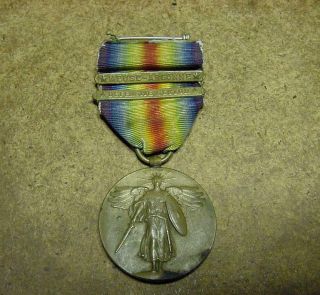 Vintage Ww1 Us Military Victory Campaign Service Medal With Wrapped Brooch
