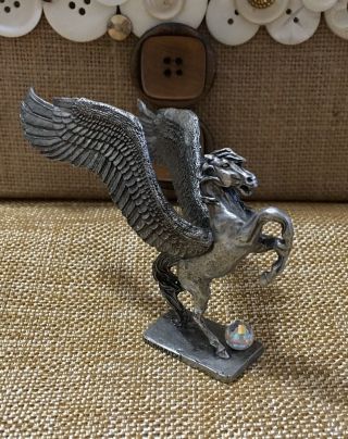 Vintage Ral Partha Pewter Pegasus Figurine Crystal Fantasy Dnd