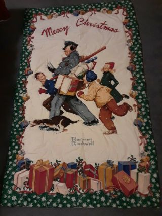 Hallmark Norman Rockwell Jolly Postman Merry Christmas Quilt