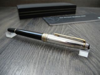 Montblanc Meisterstuck Solitaire Doue 144 Sterling Silver 18k Gold Fountain Pen