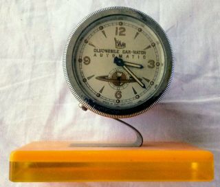 Vintage Maar Oldsmobile Automobile Car Swiss Clock Watch Steering Wheel 1951