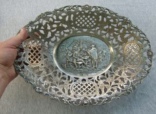 Large Antique Dutch Silver plated Fruit bowl 3