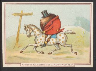 C10537 Victorian Goodall Xmas Card: Pudding Riding Pony