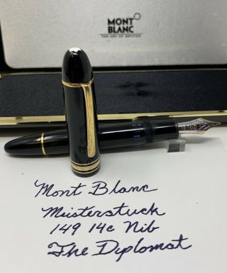 Vintage Montblanc 149 The Diplomat Fountain Pen W/ Two Tone 14c Nib