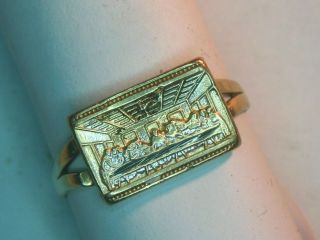 10k Ring Yellow Gold Da Vinci Last Supper Womans Size 6 1.  8 Grams Holy