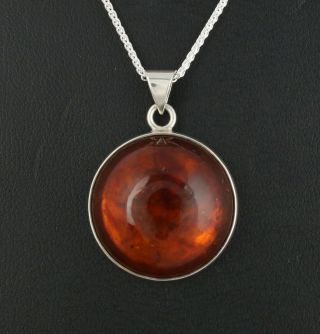 Danish Sterling Silver Pendant.  Designed And Made By N.  E.  From.  With Amber