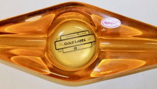NOS Johnnie Walker “Gold LABEL” Cigar Amber Colored Glass Ashtray / $8 to Ship 3