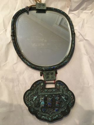 Antique Chinese,  Asia Enamel Wall,  Hanging Mirror