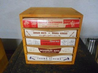 Rare Vintage Sharon Bolt & Screw Co.  5 Drawer Display Cabinet 5 Boxes Nos (h)
