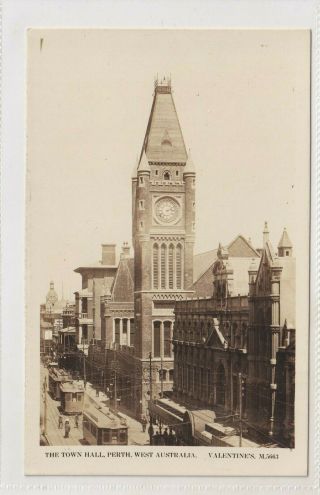Vintage Postcard The Town Hall Perth Western Australia 1900s