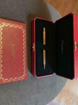Cartier Ballpoint Pen C De Cartier Gold Metal Authentic Carved Seal Box 11 - 24