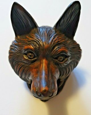 Black Forest Wood Fox Inkwell Hand Carved