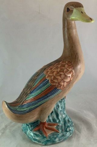 Large Fine Porcelain Mottahedeh Italy Duck Figurine