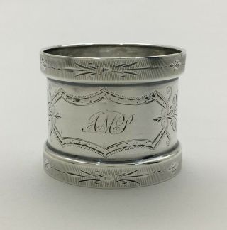 Antique Bright Cut Engraved Sterling Silver Napkin Ring " Amp "